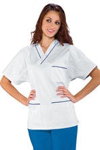 Carica l'immagine nel visualizzatore di Gallery, Casacca collo a V con profilo blu cina 045106