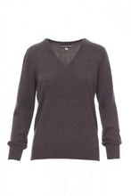 Carica l'immagine nel visualizzatore di Gallery, Maglia business Lady collo a V grigio scuro
