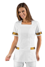 Carica l'immagine nel visualizzatore di Gallery, Casacca Aberdeen non-stiro Bianca e Lurex Gold