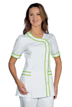 Carica l'immagine nel visualizzatore di Gallery, Casacca Brasilia bianca con profili Verde mela