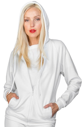 Felpa con zip e cappuccio bianca 130350