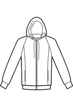 Carica l&#39;immagine nel visualizzatore di Gallery, Felpa con zip e cappuccio disegno front
