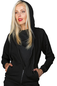 Felpa con zip e cappuccio nera 130351