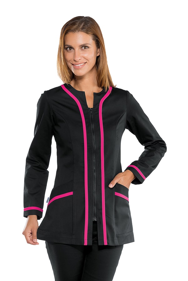Casacca Aruba nera con profili fuxia e Zip 
