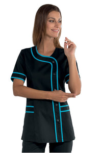 Casacca Brasilia nera con profili Turchese