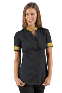 Casacca Hibiscus Boheme no-stiro Nera Lurex Gold